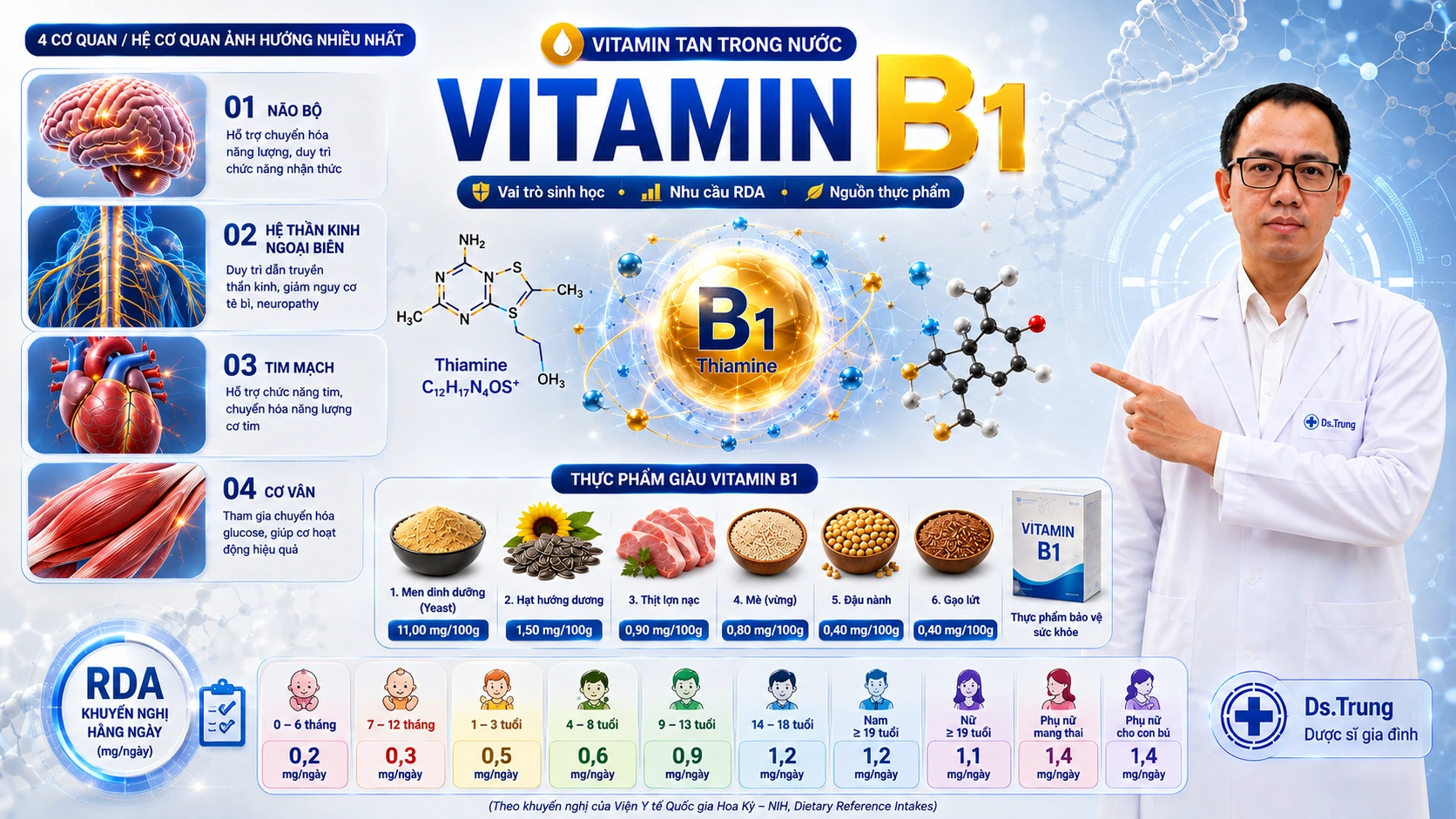 Vai trò của Vitamin B1 (Thiamine) trong cơ thể