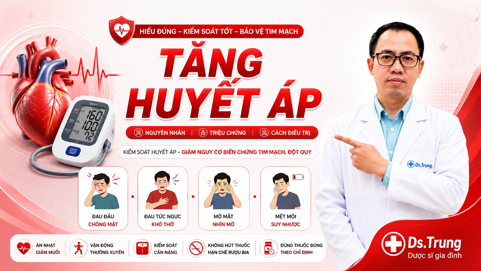 Tăng huyết áp : Nguyên nhân, Triệu chứng và Cách điều trị