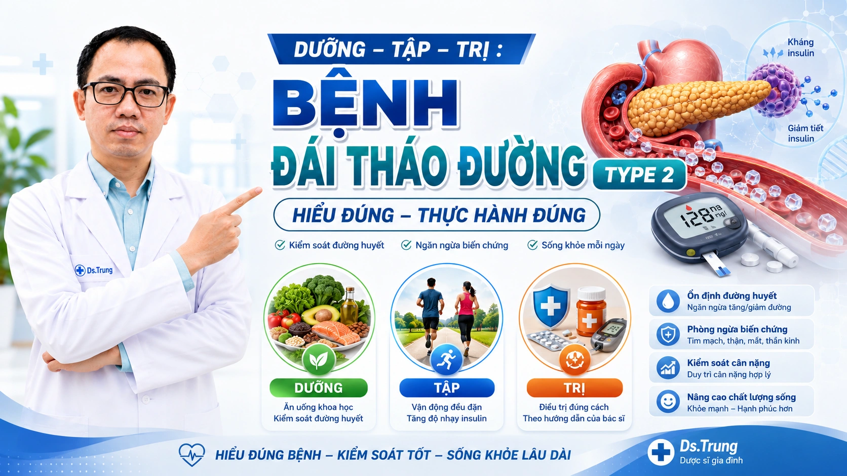 Dưỡng – Tập – Trị: Bệnh Tiểu đường type 2, Hiểu đúng để Sống Khỏe